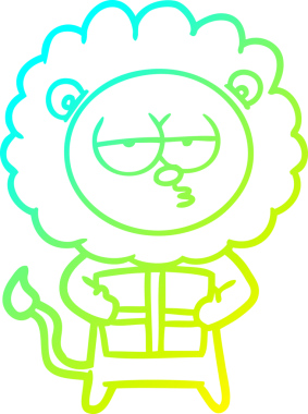 Bir çizgi filmin soğuk gradyan çizimi sıkılmış aslanın bir insan tarafından çizilmiş hali.