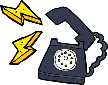 Bir insan tarafından çizilmiş düşünce baloncuklu telefon çalan çizgi film.