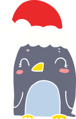 Bir insan tarafından çizilmiş şirin bir Noel pengueni.