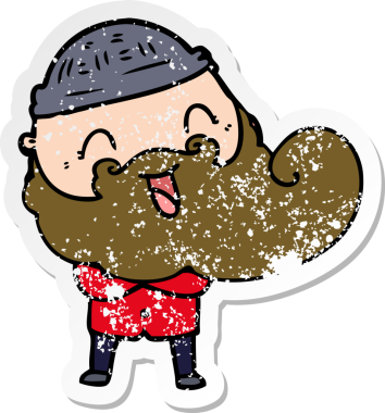 Bir insan tarafından çizilmiş mutlu sakallı bir adamın sıkıntılı çıkartması.