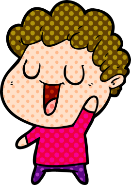 Bir insan tarafından çizilmiş gülen karikatür adam.