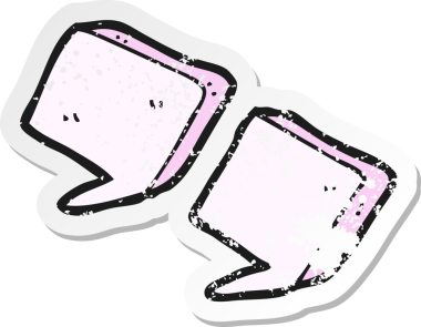 Bir insan tarafından çizilmiş karikatür tırnak işaretlerinin gerilimli yapıştırması.