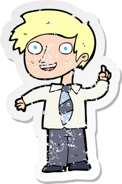 Bir insan tarafından çizilmiş bir fikri olan karikatür okullu bir çocuğun gerilimli çıkartması.