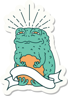 Bir insan tarafından çizilmiş dövme stili karakteri çıkartması.