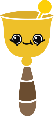 Bir insan tarafından çizilmiş okul çanının düz renkli retro karikatürü