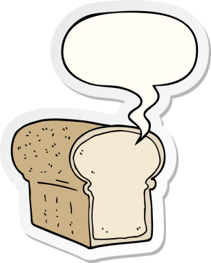 Bir insan tarafından çizilmiş konuşma kabarcığı etiketli bir somun ekmek.