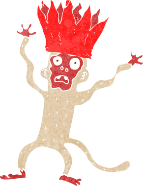 Bir insan tarafından çizilmiş korkmuş maymun çizgi filmi.