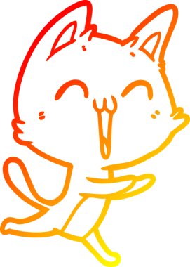 Bir insan tarafından miyavlanan mutlu bir çizgi film kedisinin sıcak çizgi çizimi