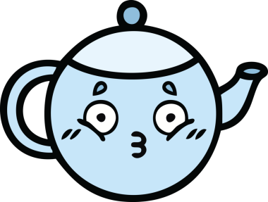 Bir insan tarafından çizilmiş çay demliği karikatürü.