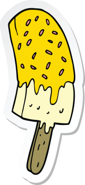 Bir insan tarafından çizilmiş karikatür dondurma etiketi.