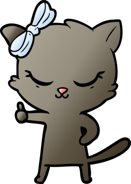 Bir insan tarafından çizilmiş sevimli çizgi film kedisi.