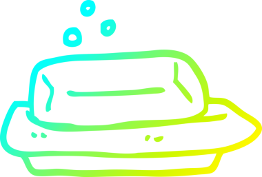 Bir insanın çizdiği sabun ve yemeğin soğuk gradyan çizgisi.