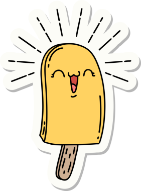 Bir insan tarafından çizilmiş dövme stili buz lolipopu.