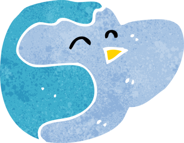 Bir insan tarafından çizilmiş çizgi film kuşu.