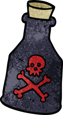 Bir insan tarafından çizilmiş bir karalama zehir şişesi.