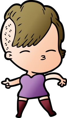 Bir insan tarafından çizilmiş şaşı çizgi film kızı.