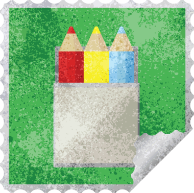 Bir insan tarafından çizilmiş bir sürü renkli kalem etiketi.