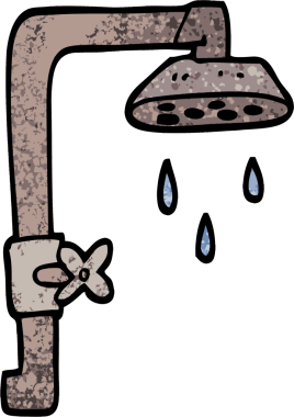 Bir insan tarafından çizilmiş grunge desenli karikatür duş başlığı