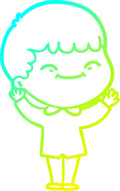 Bir çizgi film karakteri çizen soğuk çizgi bir insan tarafından çizilmiş mutlu çocuk.