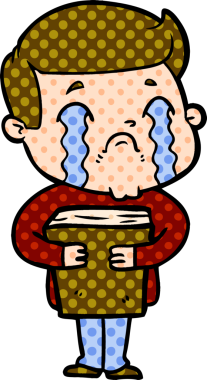 Bir insan tarafından çizilmiş ağlayan çizgi film adamı.