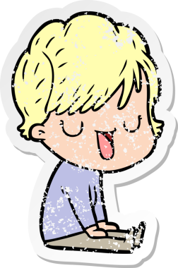 Bir insan tarafından çizilmiş karikatür kadının sıkıntılı çıkartması.