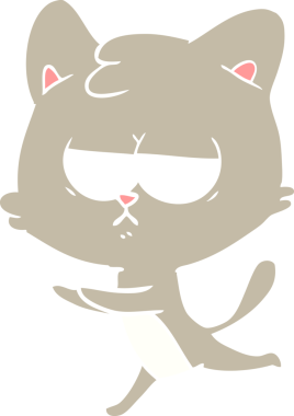 Sıkıcı düz renkli çizgi film kedisi bir insan tarafından çizildi