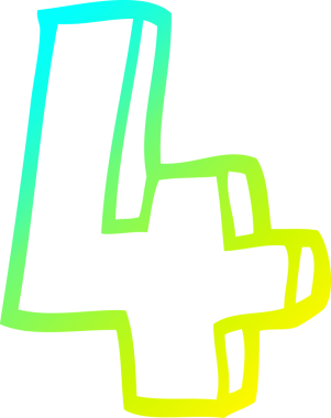 Bir insan tarafından çizilen dört numaralı karikatürün soğuk eğimli çizimi.