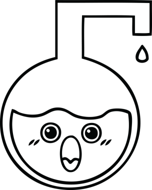 Bir insan tarafından çizilmiş bir bilim deneyinin çizgi çizimi