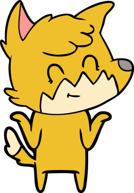 Bir insan tarafından çizilmiş mutlu tilki çizgi filmi.