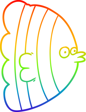 Bir insan tarafından çizilmiş egzotik bir balığın gökkuşağı gradyan çizimi