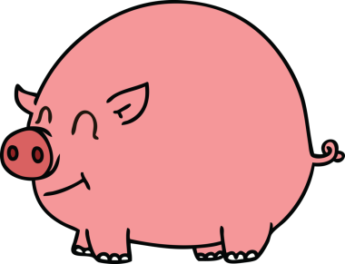 Bir insan tarafından çizilmiş garip bir çizgi film domuzu.