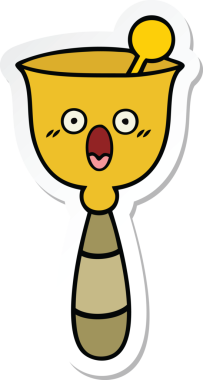 Bir insan tarafından çizilmiş şirin bir okul çanının çıkartması.