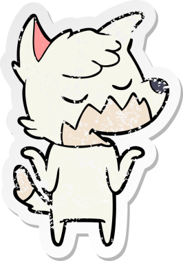 Bir insan tarafından çizilmiş dost canlısı bir tilkinin sıkıntılı çıkartması.