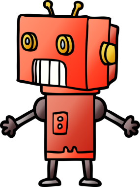 Bir insan tarafından çizilmiş çizgi film robotu