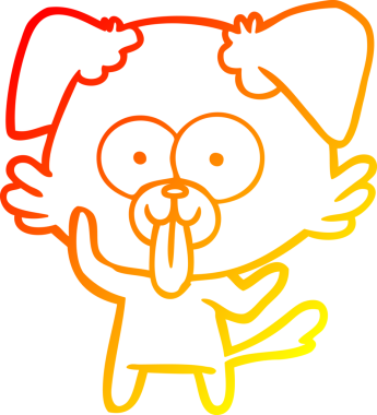 Bir insan tarafından çizilmiş dilli çizgi film köpeği çizimi.