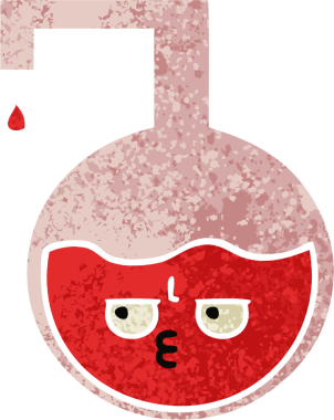 Bir insan tarafından çizilmiş bilimsel bir deneyin retro çizim tarzı karikatürü