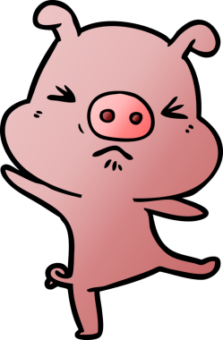 Bir insan tarafından çizilmiş öfkeli domuz çizgi filmi.