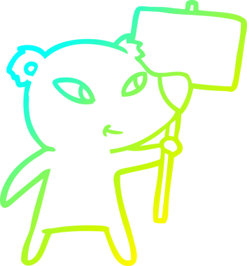 Bir insan tarafından çizilmiş protestolu şirin bir kutup ayısının soğuk gradyan çizimi.