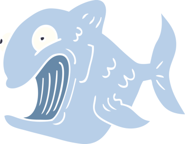 Bir insan tarafından çizilmiş komik karikatür balığı.