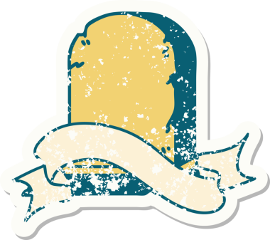 Bir insan tarafından çizilmiş mezar taşının sancağı olan eski bir etiket.