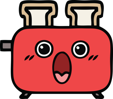 Bir insan tarafından çizilmiş bir tost makinesi karikatürü.