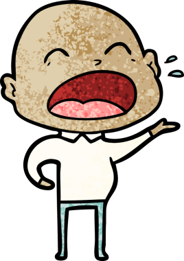 Bir insan tarafından çizilmiş kel adam diye bağıran çizgi film.