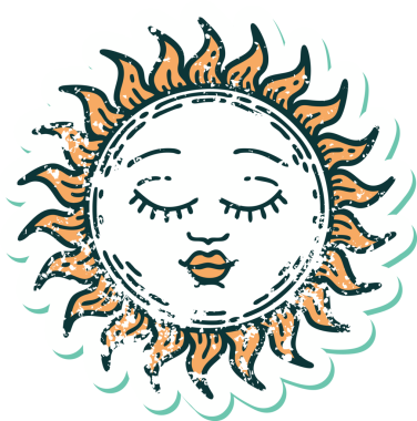 Bir insan tarafından çizilmiş bir güneşin sembolik dövmesi.