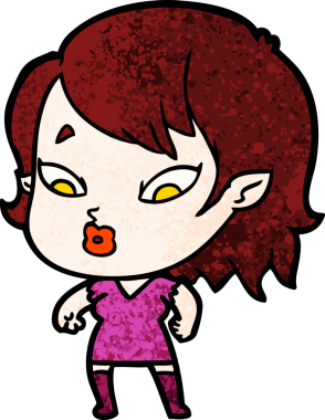 Bir insan tarafından çizilmiş şirin vampir kız çizgi filmi.