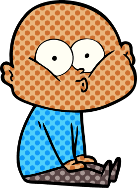 Bir insan tarafından çizilmiş kel bir adam.