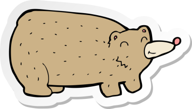 Bir insan tarafından çizilmiş komik bir ayının çıkartması.