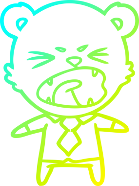 Bir insan tarafından çizilen kızgın çizgi film ayısının soğuk gradyan çizgisi.