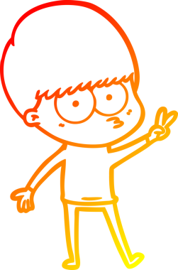 Bir insan tarafından çizilmiş gergin bir çizgi film çocuğunun çizimi.