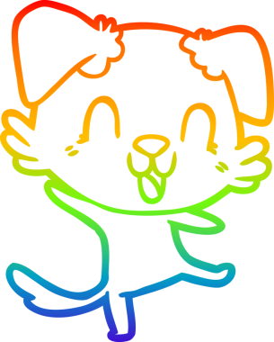 Gökkuşağı gradyan çizgisi bir insan tarafından çizilmiş gülen bir çizgi köpeğin çizimi