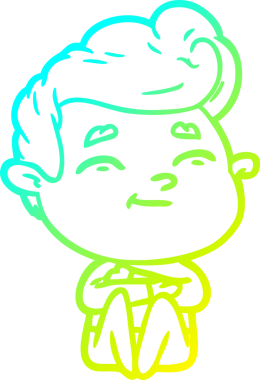 Bir insan tarafından çizilmiş mutlu bir çizgi film karakteri çizimi.